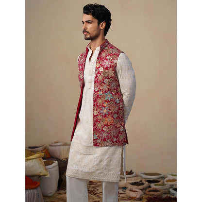 KALPRAAG Prabhat Hot Pink Kurta with Nehru Jacket and Pant