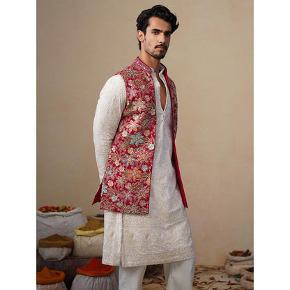 KALPRAAG Prabhat Hot Pink Kurta with Nehru Jacket and Pant