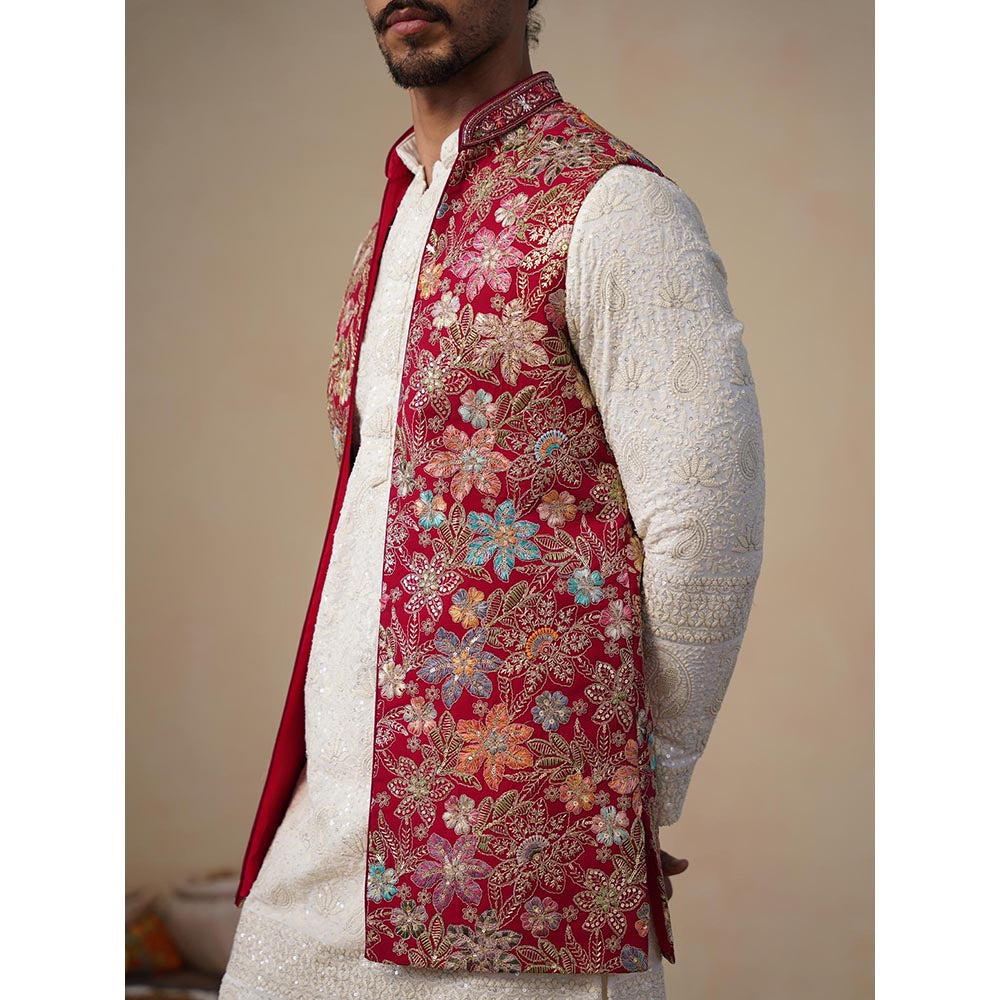 KALPRAAG Prabhat Hot Pink Kurta with Nehru Jacket and Pant
