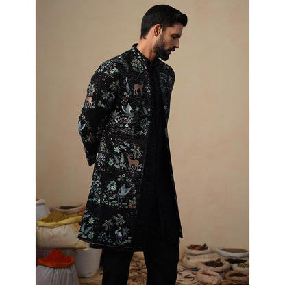 KALPRAAG Prabal Black Indowestern Sherwani with Kurta and Pant