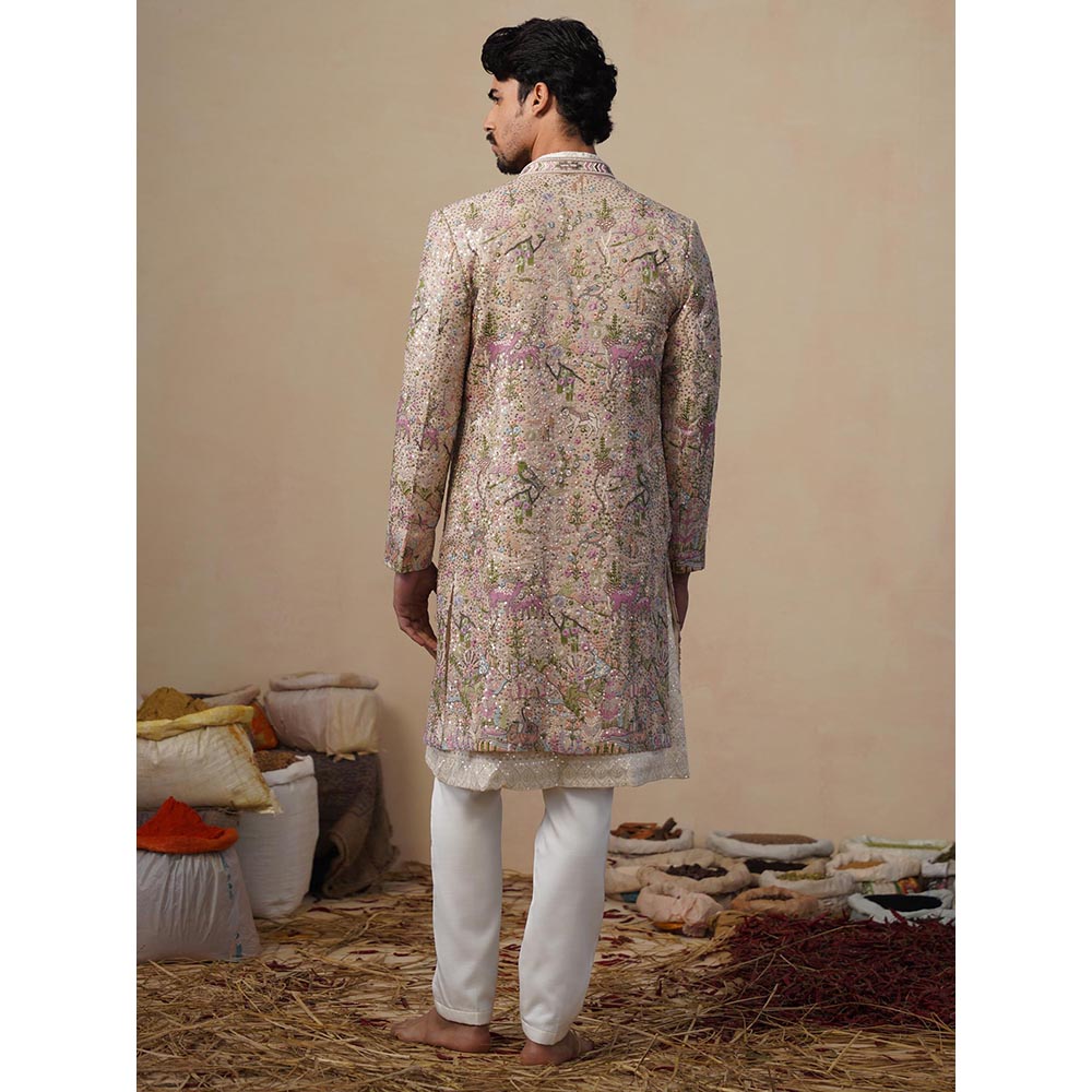 KALPRAAG Brown Heern Chiku Sherwani With Kurta And Pant