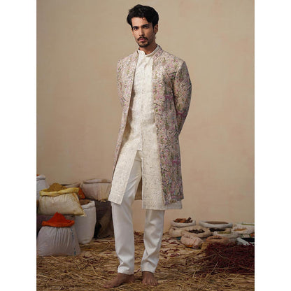 KALPRAAG Brown Heern Chiku Sherwani With Kurta And Pant