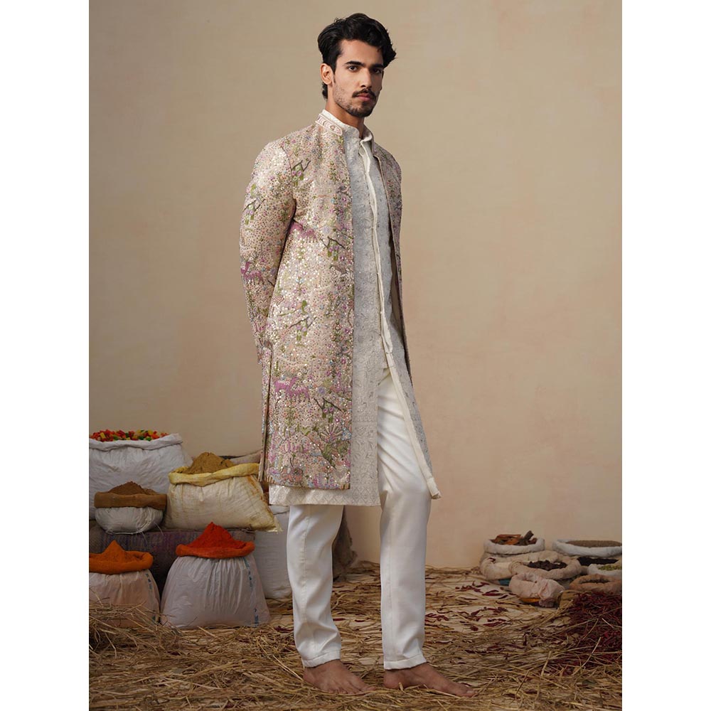KALPRAAG Brown Heern Chiku Sherwani With Kurta And Pant