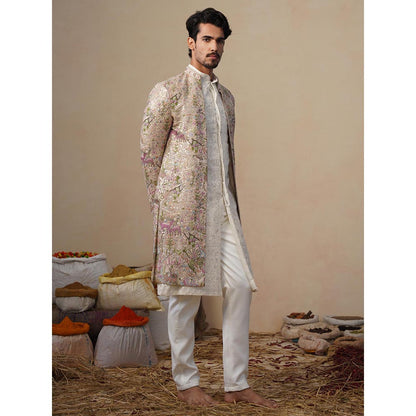KALPRAAG Brown Heern Chiku Sherwani With Kurta And Pant