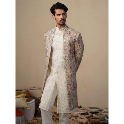 KALPRAAG Brown Heern Chiku Sherwani With Kurta And Pant