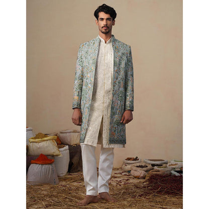 KALPRAAG Parind Green Indowestern Sherwani With Kurta And Pant