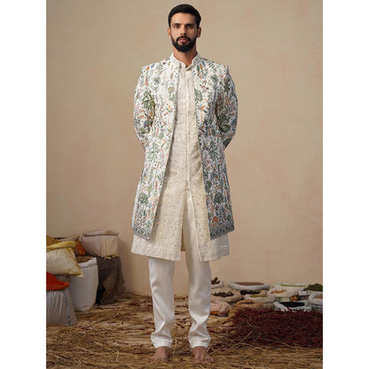 KALPRAAG Parind Ivory Indowestern Sherwani With Kurta And Pant