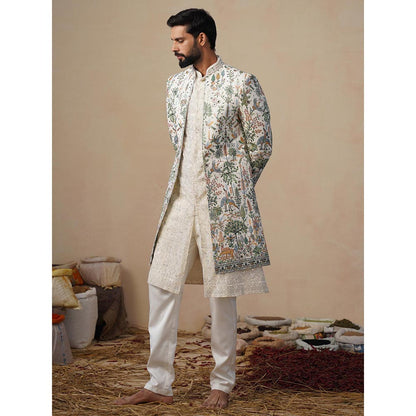 KALPRAAG Parind Ivory Indowestern Sherwani With Kurta And Pant