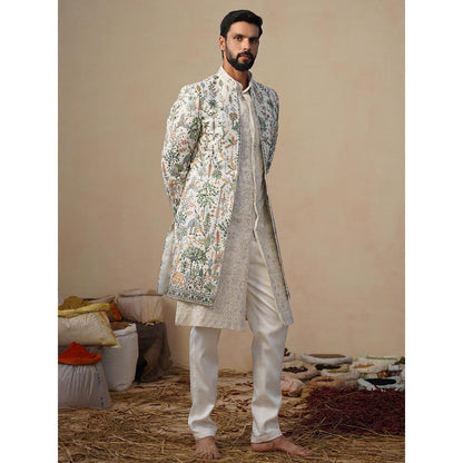 KALPRAAG Parind Ivory Indowestern Sherwani With Kurta And Pant
