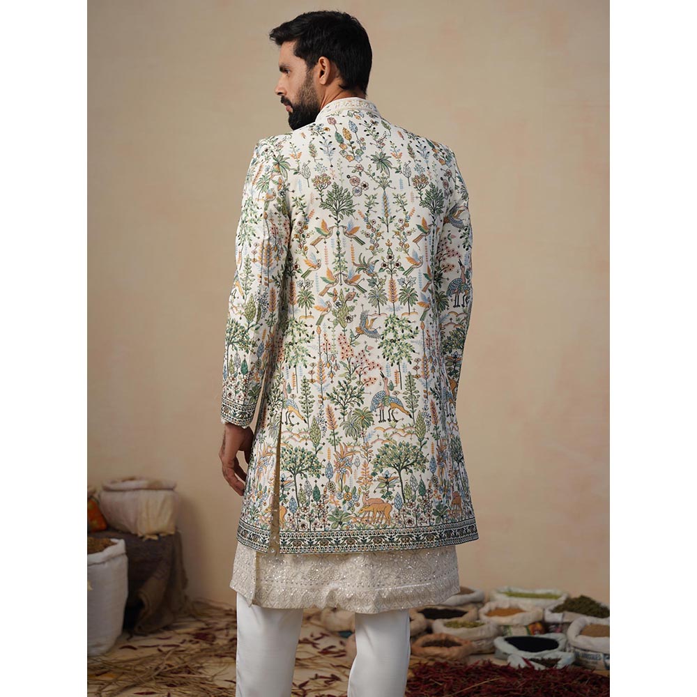 KALPRAAG Parind Ivory Indowestern Sherwani With Kurta And Pant