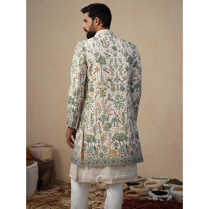 KALPRAAG Parind Ivory Indowestern Sherwani With Kurta And Pant