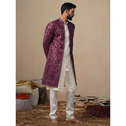 KALPRAAG Sitara Purple Indowestern Sherwani With Kurta And Pant