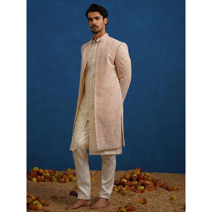 KALPRAAG Kamal Cut dana Pink Sherwani With Kurta And Pant