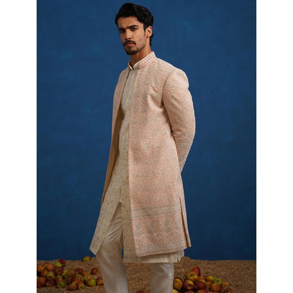 KALPRAAG Kamal Cut dana Pink Sherwani With Kurta And Pant