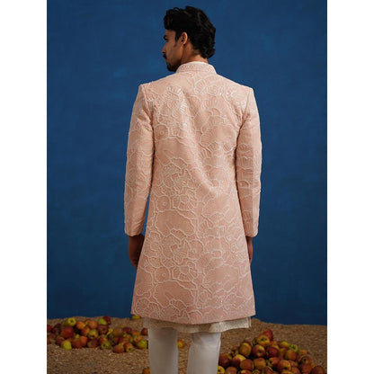 KALPRAAG Parthiv Cut dana Pink Sherwani With Kurta And Pant