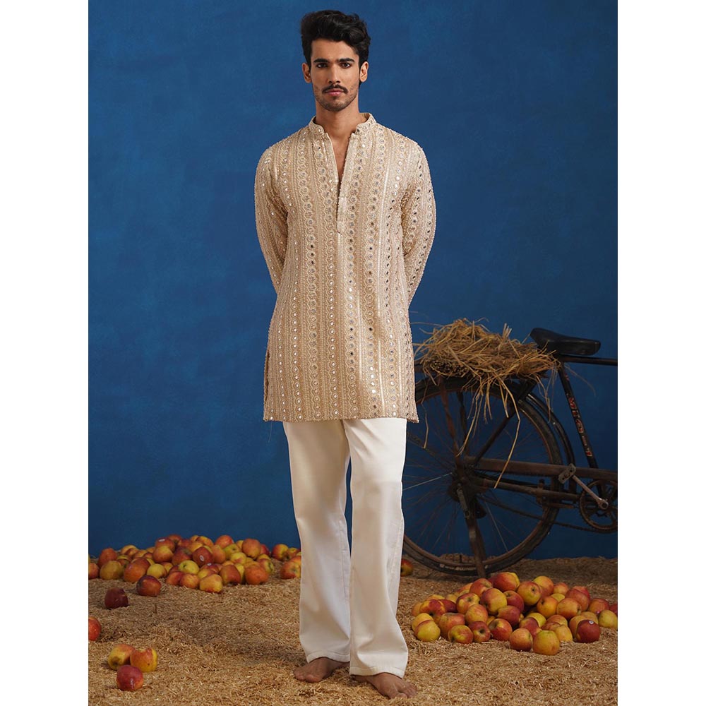 KALPRAAG Aaina Beige Short Kurta With Pant