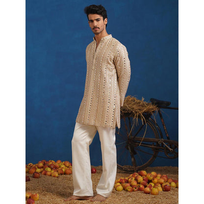 KALPRAAG Aaina Beige Short Kurta With Pant