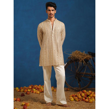 KALPRAAG Aaina Beige Short Kurta With Pant