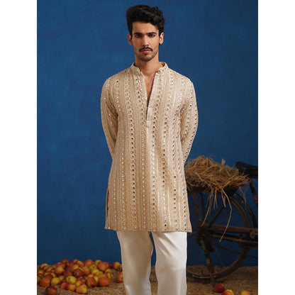 KALPRAAG Aaina Beige Short Kurta With Pant