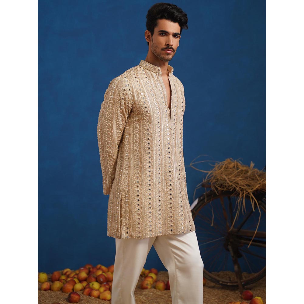 KALPRAAG Aaina Beige Short Kurta With Pant