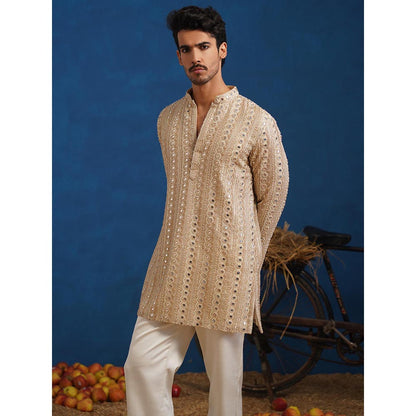 KALPRAAG Aaina Beige Short Kurta With Pant