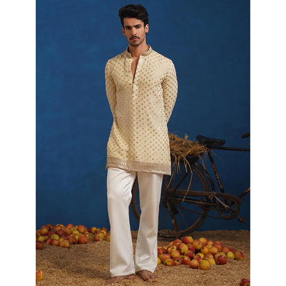 KALPRAAG Polka Cream Short Kurta With Pant