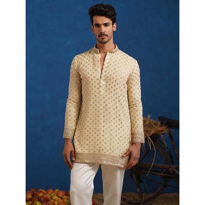 KALPRAAG Polka Cream Short Kurta With Pant