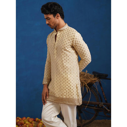 KALPRAAG Polka Cream Short Kurta With Pant