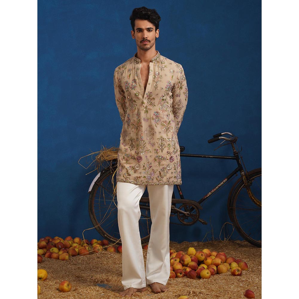 KALPRAAG Rehaan Beige Short Kurta With Pant