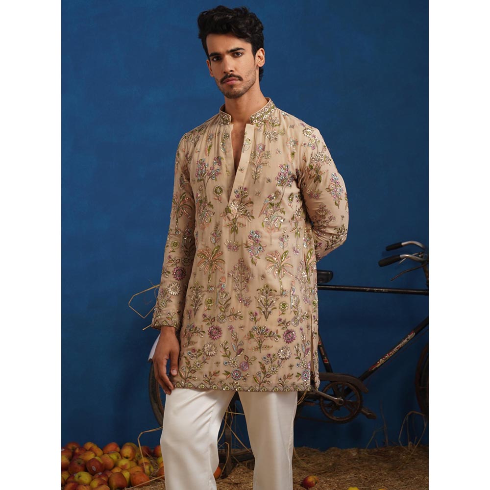 KALPRAAG Rehaan Beige Short Kurta With Pant