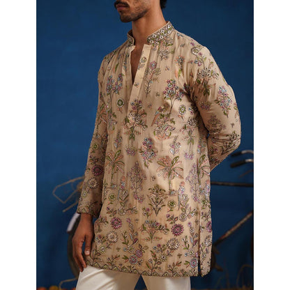KALPRAAG Rehaan Beige Short Kurta With Pant