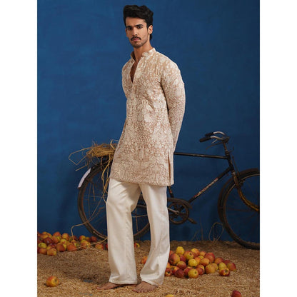 KALPRAAG Mayuresh Beige Short Kurta With Pant