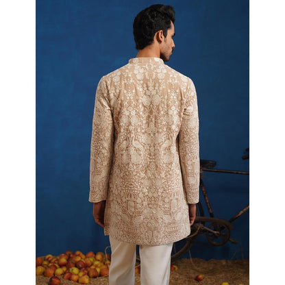 KALPRAAG Mayuresh Beige Short Kurta With Pant
