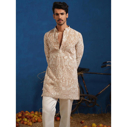 KALPRAAG Mayuresh Beige Short Kurta With Pant
