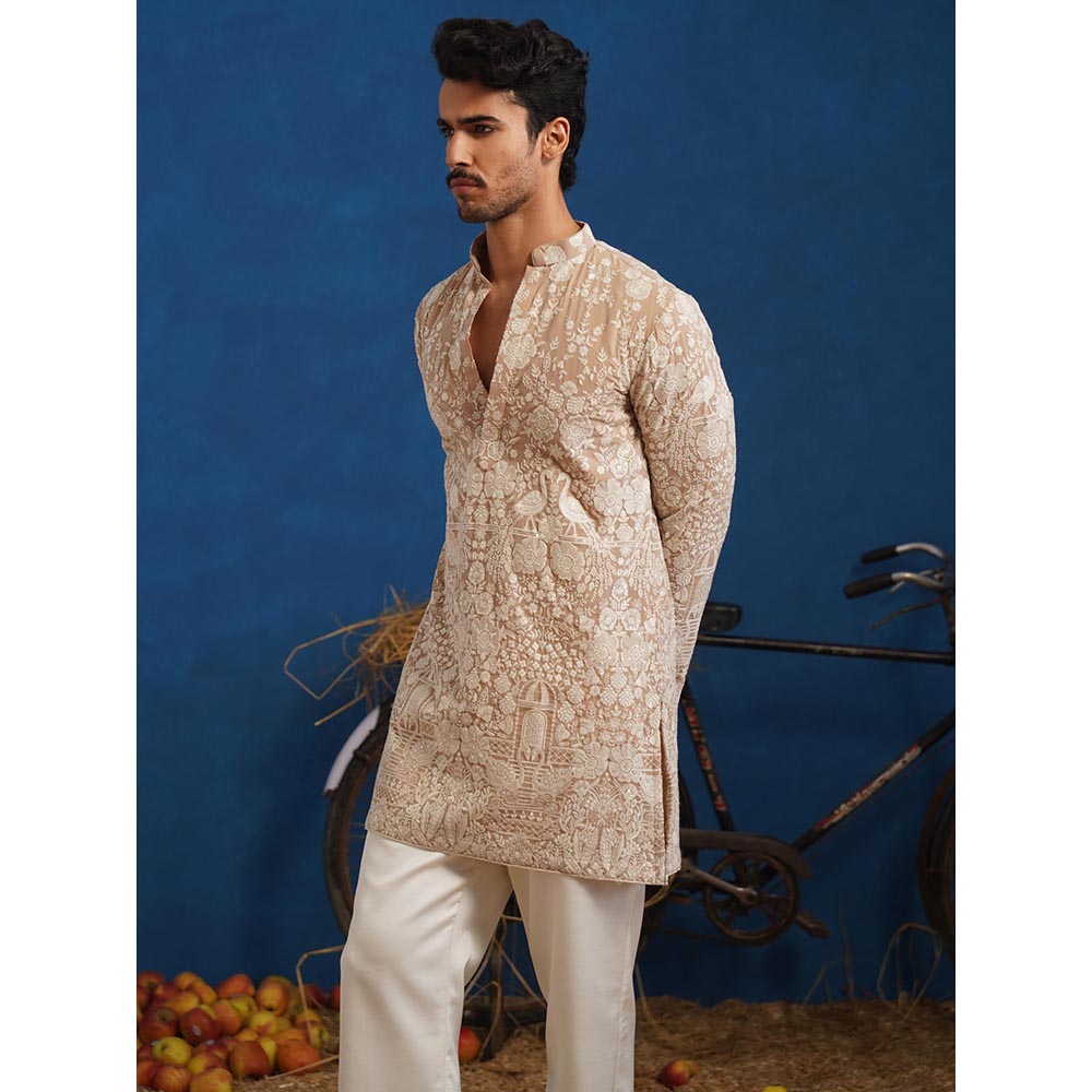 KALPRAAG Mayuresh Beige Short Kurta With Pant