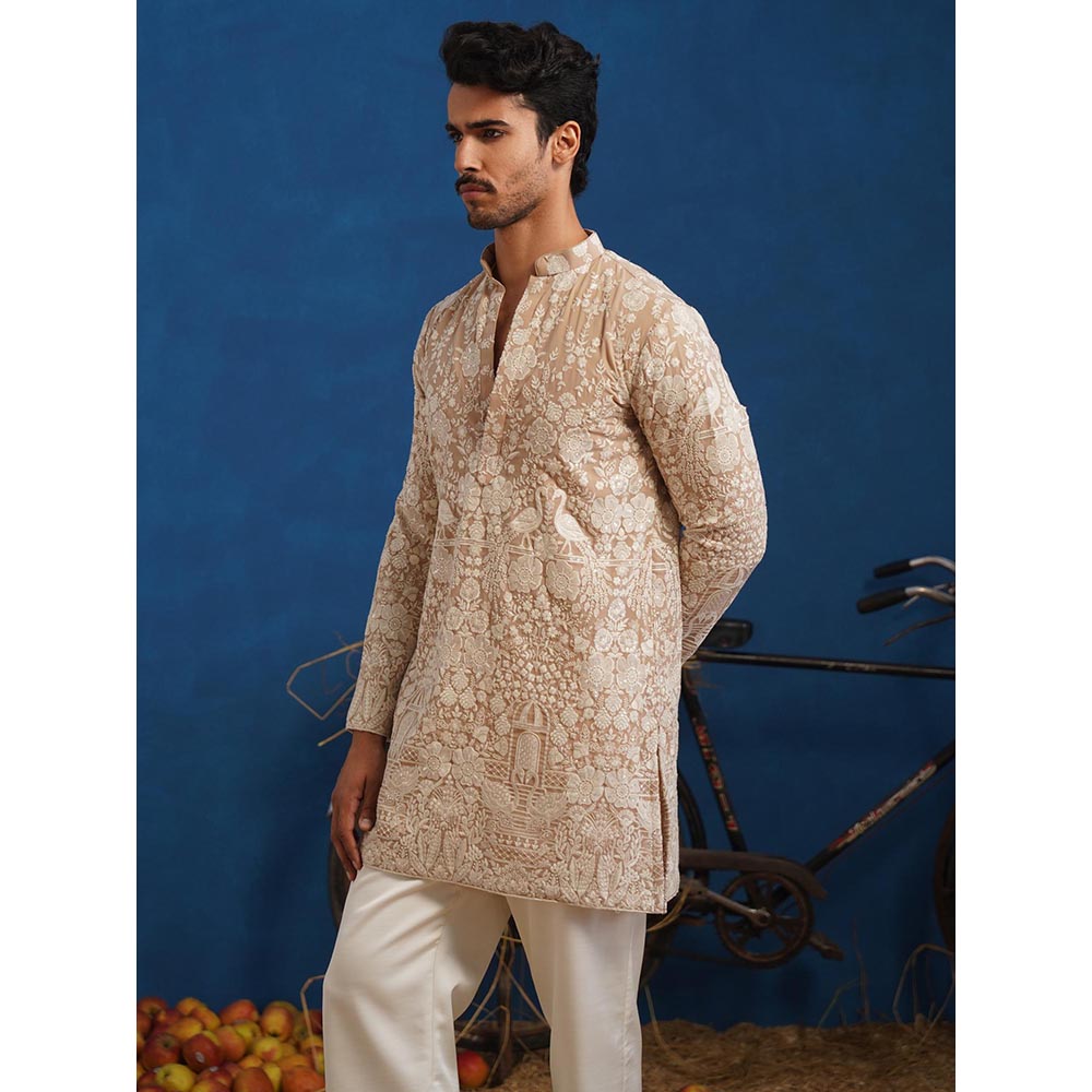 KALPRAAG Mayuresh Beige Short Kurta With Pant