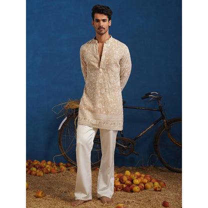 KALPRAAG Divit Cut dana Beige Short Kurta With Pant