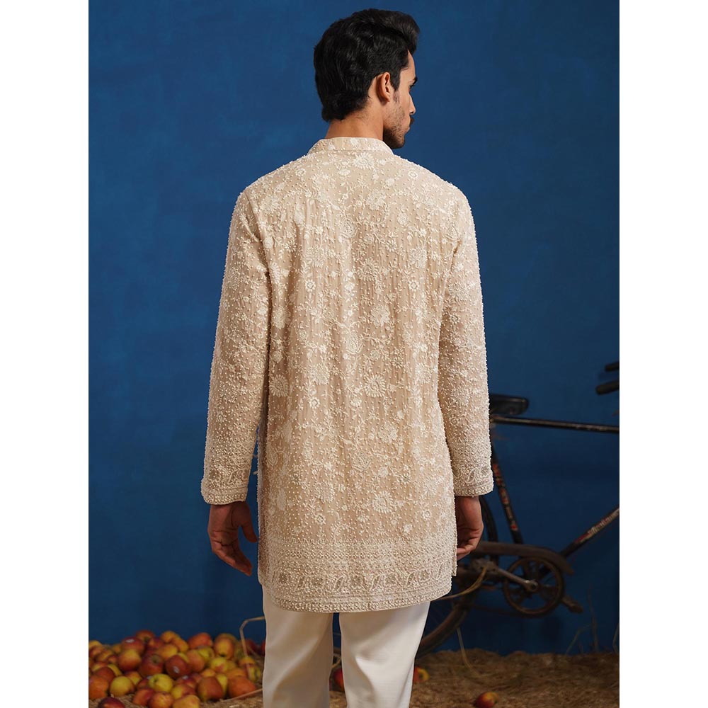 KALPRAAG Divit Cut dana Beige Short Kurta With Pant