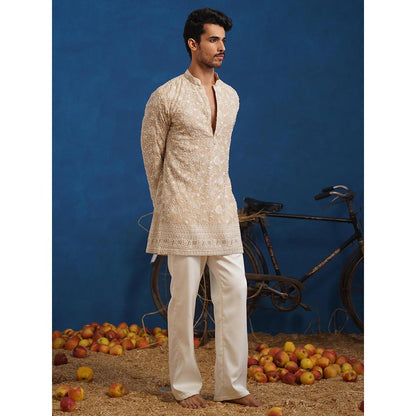 KALPRAAG Divit Cut dana Beige Short Kurta With Pant