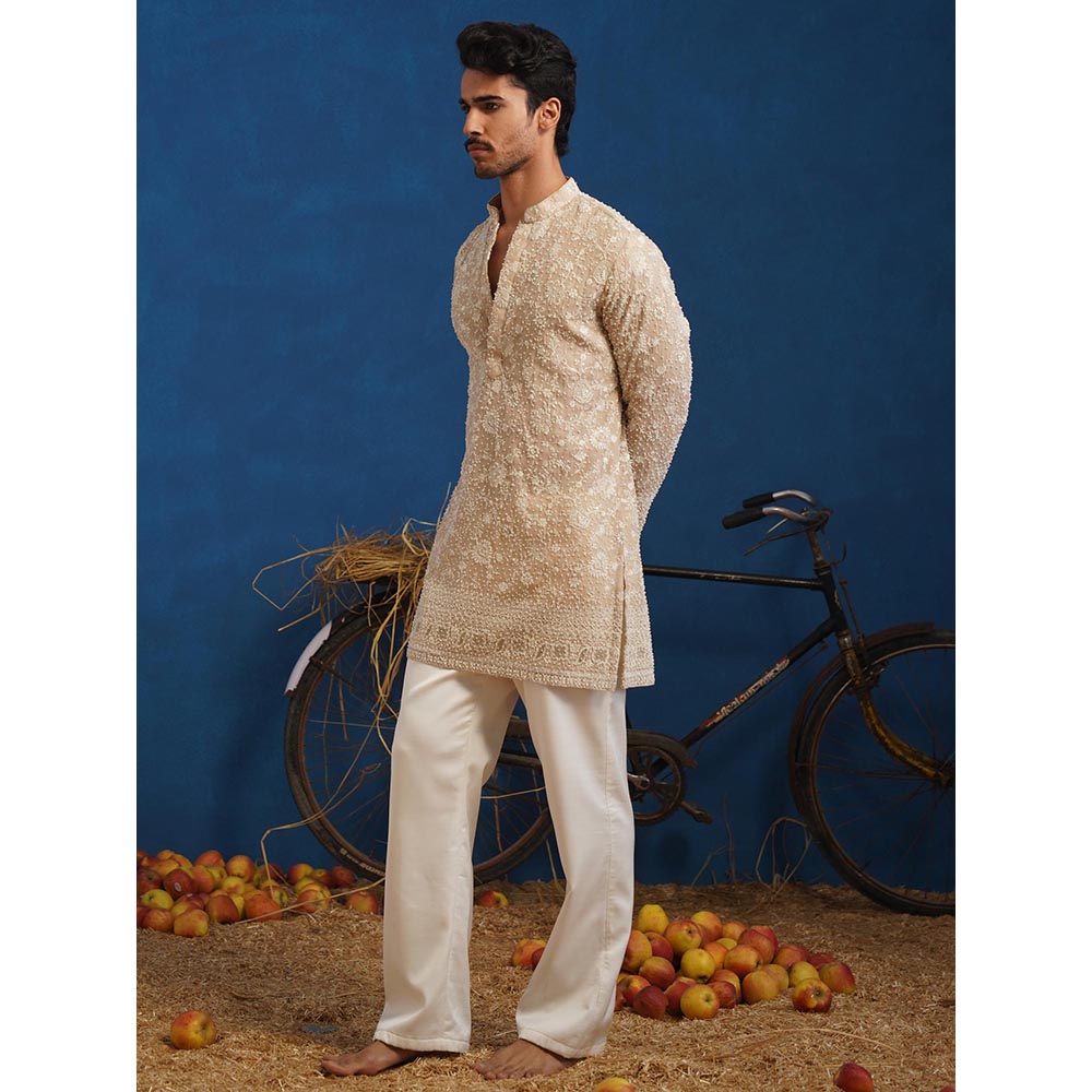 KALPRAAG Divit Cut dana Beige Short Kurta With Pant