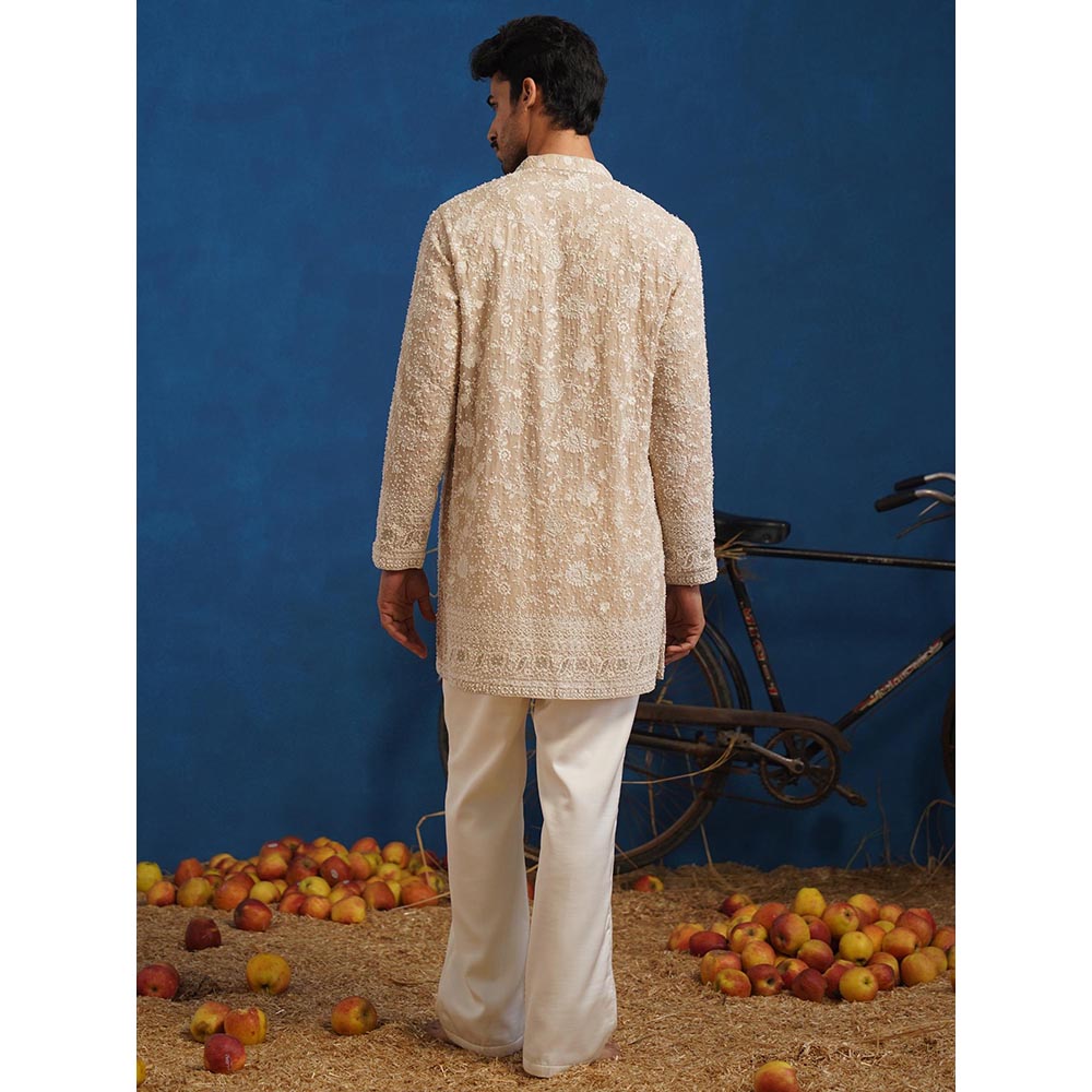KALPRAAG Divit Cut dana Beige Short Kurta With Pant