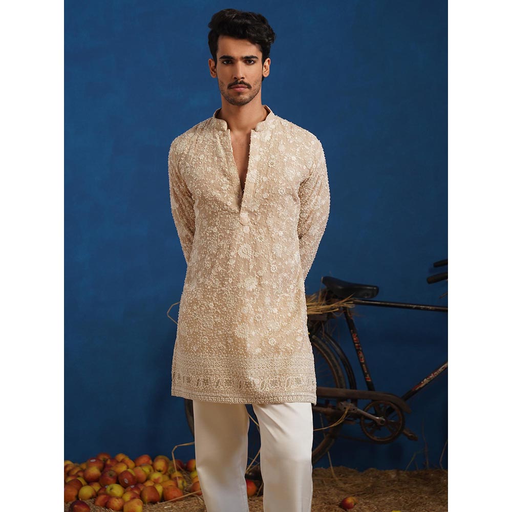 KALPRAAG Divit Cut dana Beige Short Kurta With Pant