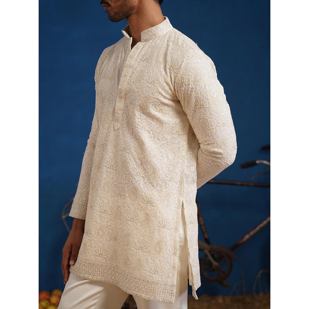 KALPRAAG Uday Ivory Short Kurta With Pant
