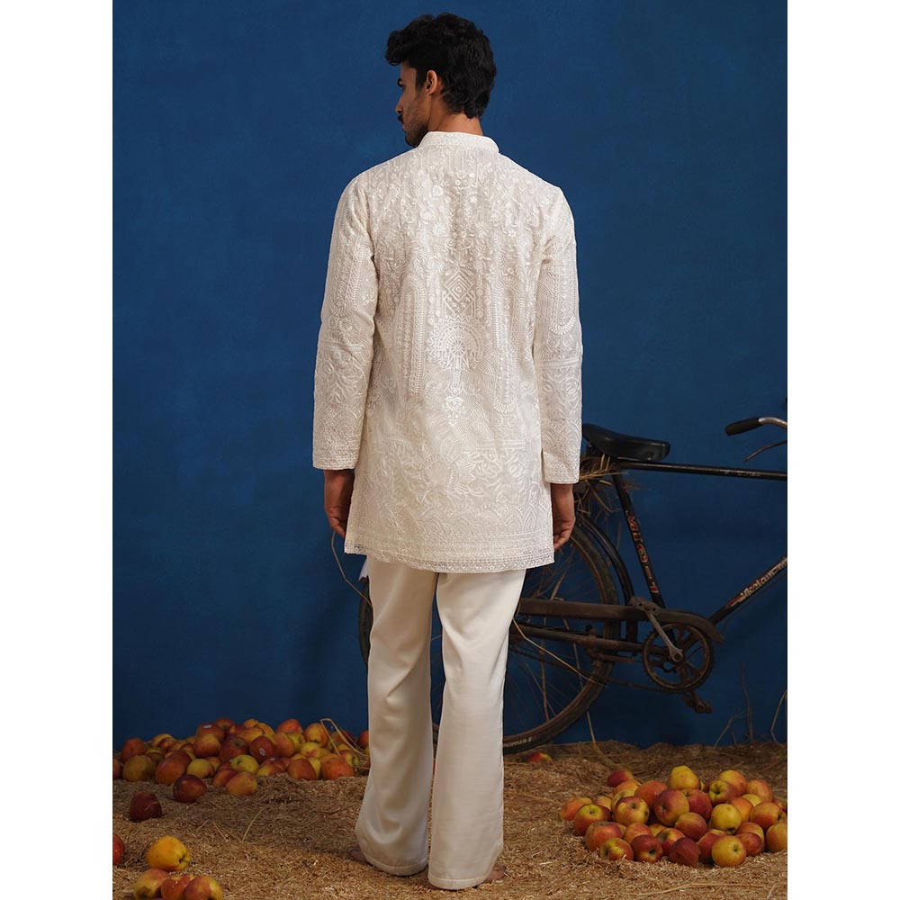 KALPRAAG Eklavya White Organza Short Kurta With Pant