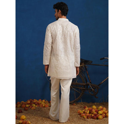 KALPRAAG Eklavya White Organza Short Kurta With Pant