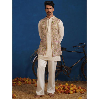 KALPRAAG Brown Nakul Chiku Short Kurta With Nehru Jacket And Pant