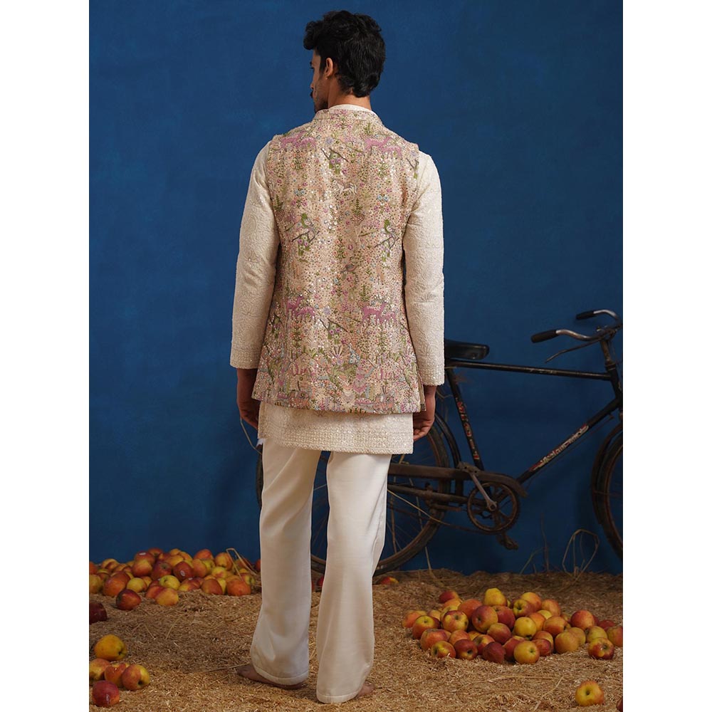 KALPRAAG Brown Nakul Chiku Short Kurta With Nehru Jacket And Pant