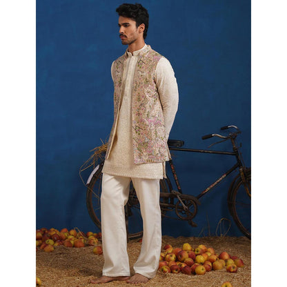 KALPRAAG Brown Nakul Chiku Short Kurta With Nehru Jacket And Pant