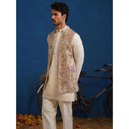 KALPRAAG Brown Nakul Chiku Short Kurta With Nehru Jacket And Pant
