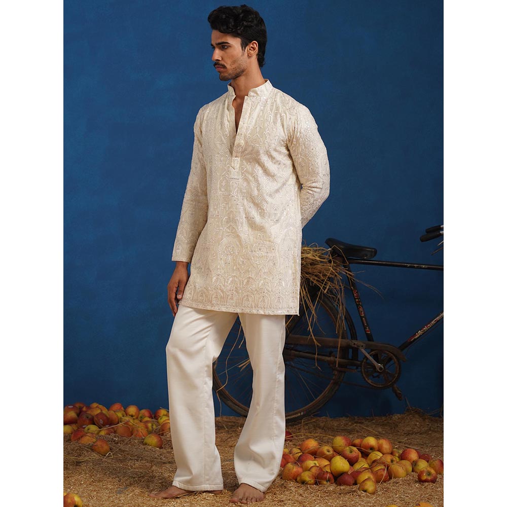 KALPRAAG Arush Cream Short Kurta With Pant